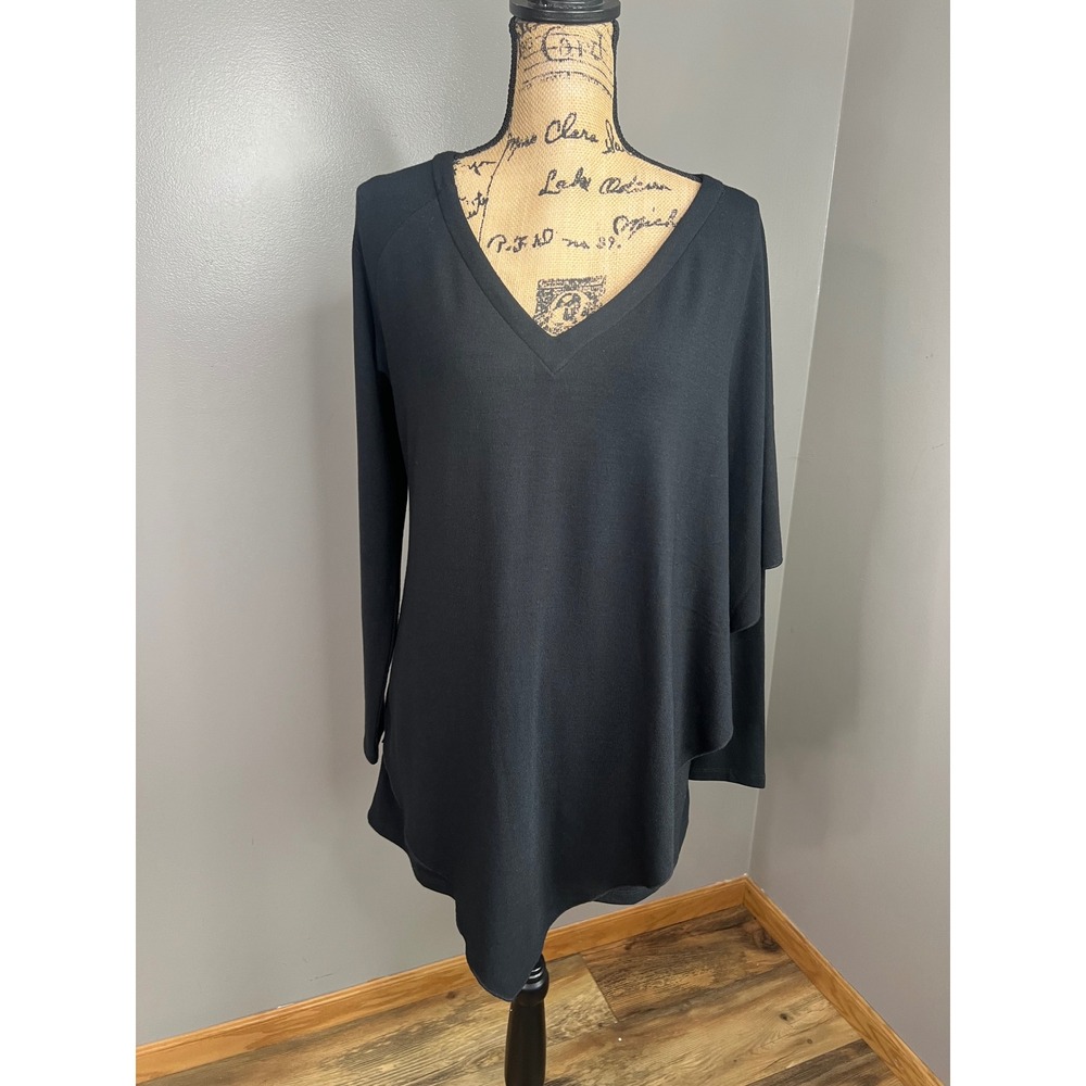 Soft Surroundings Madeline black tunic top small soft casual moody office
